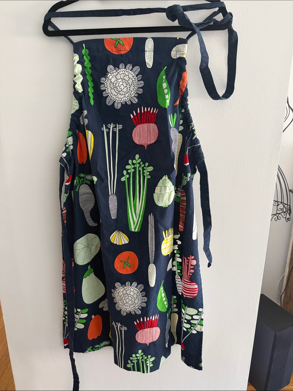 Navy Vegetable Print Apron